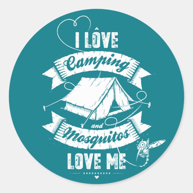 I love camping classic round sticker (Front)
