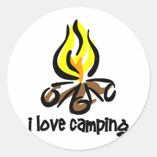 i love camping classic round sticker