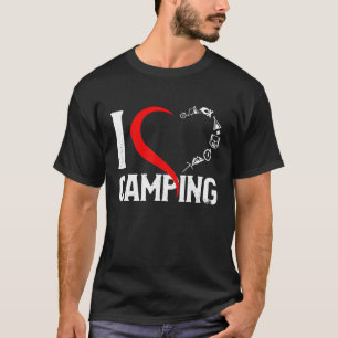 I Love Camping Heart With Mountains Campfire Flip T-Shirt