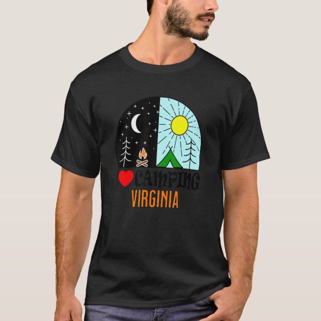 I Love Camping Virginia America Outdoors Nature Hi T-Shirt (Front)