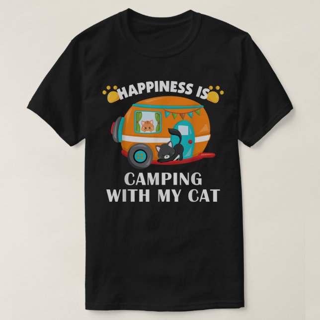 I love Camping With My Cat  Funny Kitty Tee  (Design Front)