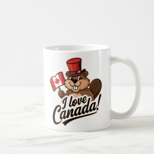 I Love Canada Beaver Design Coffee Mug