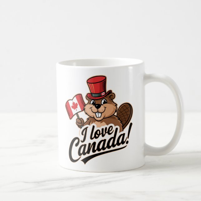 I Love Canada Beaver Design  Coffee Mug (Right)