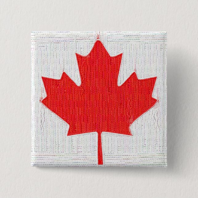I love Canada! Canadian Flag Stitch Look Design 15 Cm Square Badge (Front)