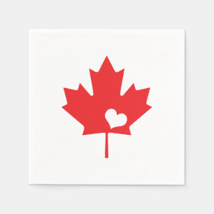I Love Canada - Canadian Pride Maple Leaf Heart Napkin