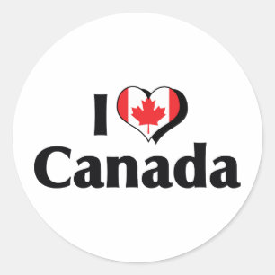 I Love Canada Flag Classic Round Sticker