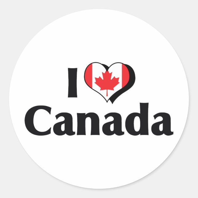 I Love Canada Flag Classic Round Sticker (Front)