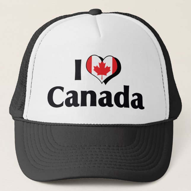 I Love Canada Flag Trucker Hat (Front)