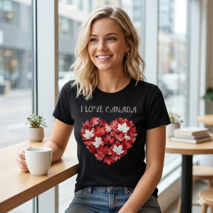 I love Canada. Heart. Canadian Maple leaf.  T-Shirt