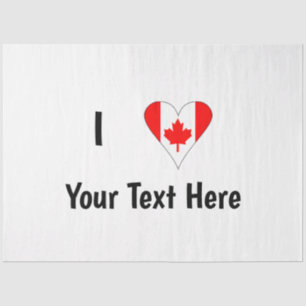 I Love (Canada Heart Flag) Your Black Text Tissue Paper