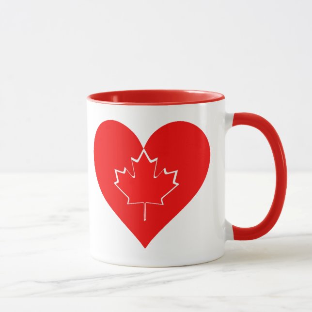I love Canada Patriotic Heart Maple leaf Mug (Right)