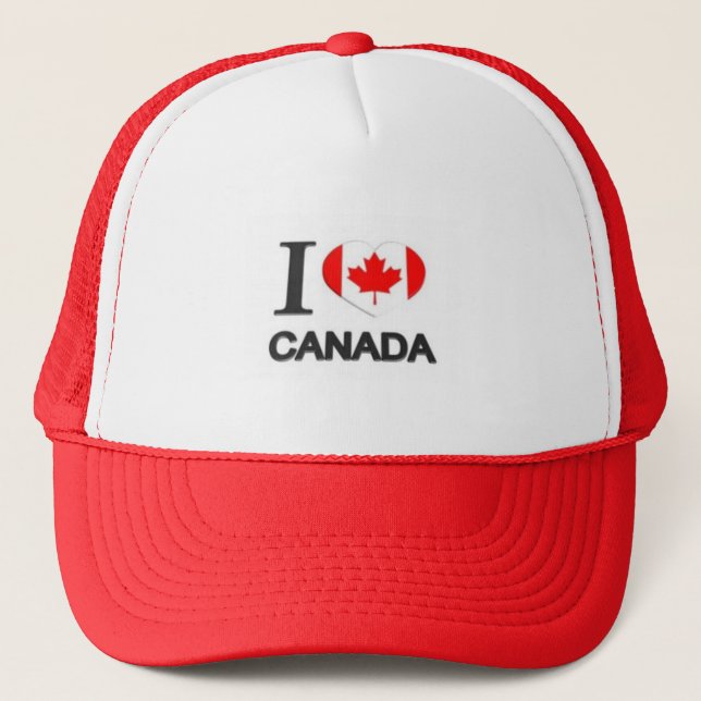 I Love Canada - Red Taco antitrump Trucker  Hat (Front)
