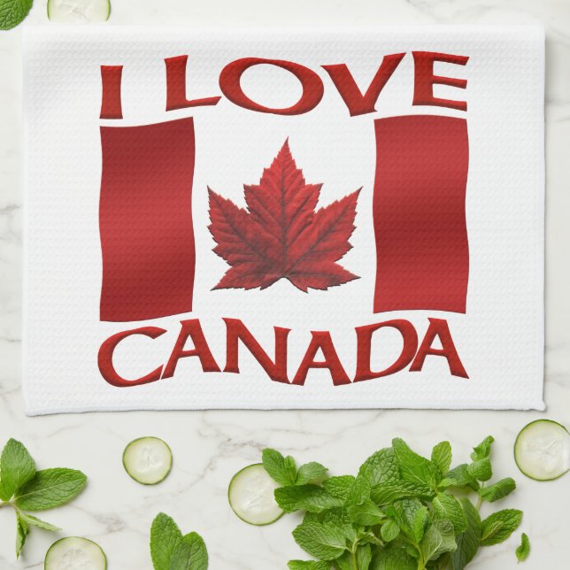 I Love Canada Souvenir Towel Canada Tea Towel Gift (Folded)