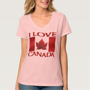 I Love Canada T-shirt Women's Canada Souvenir Tops