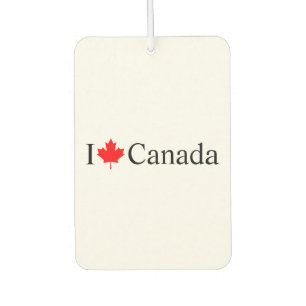 I Love Canada typography with red maple leaf white Car Air Freshener