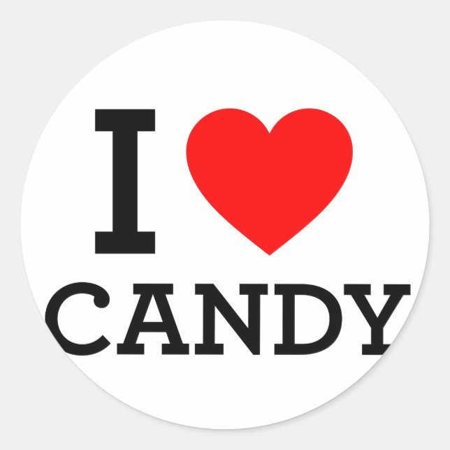 I Love Candy. Classic Round Sticker (Front)