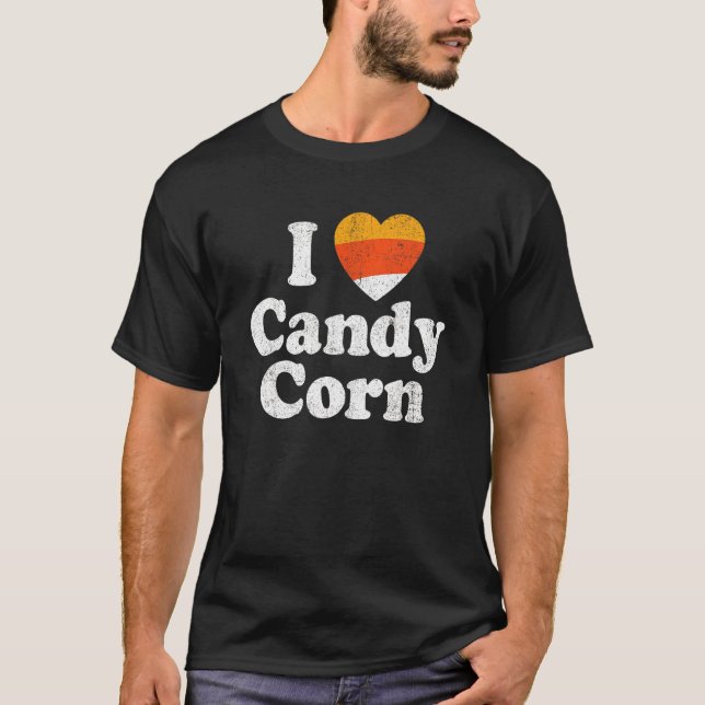 I Love Candy Corn   Halloween Retro 80's 70's Cost T-Shirt (Front)
