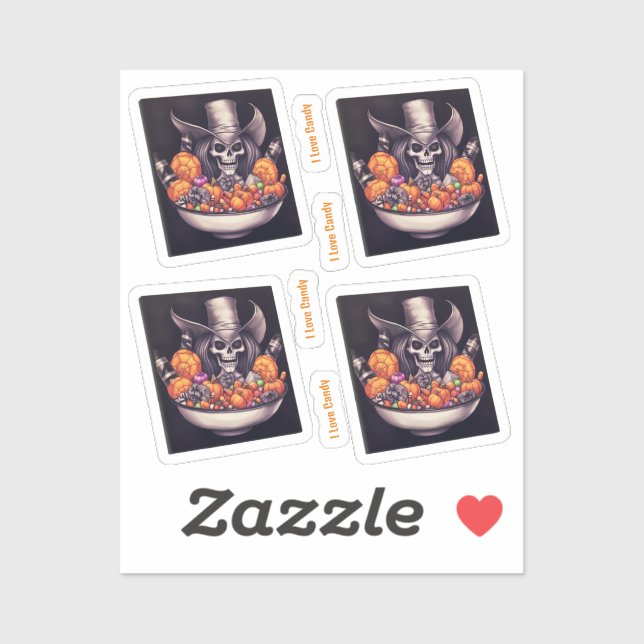 I Love Candy Grinning skull with candy (Sheet)