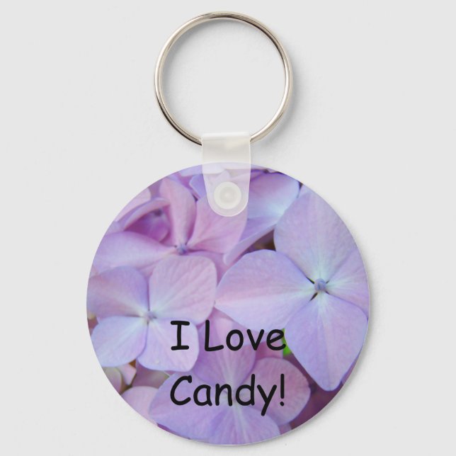 I Love Candy! key chain Pink Purple Hydrangeas (Front)