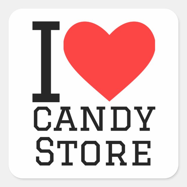 I love candy store square sticker (Front)