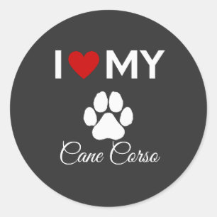  I love Cane Corso custom name Classic Round Sticker