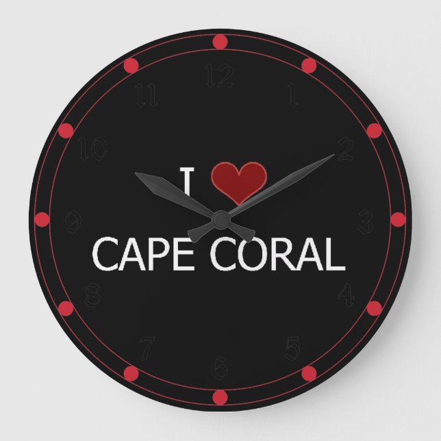 I Love Cape Coral Large Clock (Front)