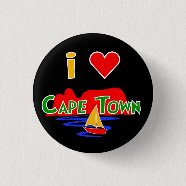 I Love Cape Town Table Mountain Button Badge (Front)
