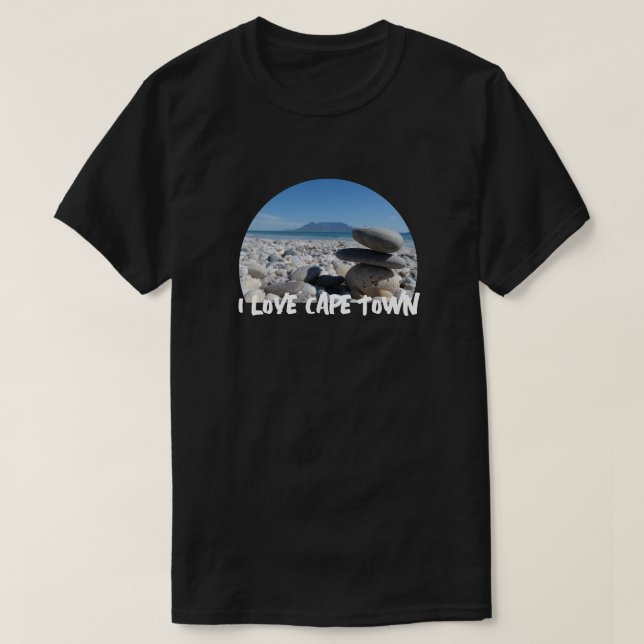 I Love Cape Town Table Mountain Stacked Pebbles T-Shirt (Design Front)