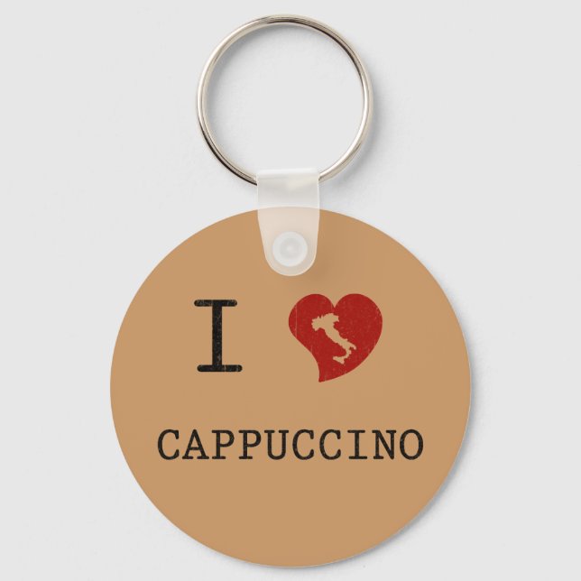I Love Cappuccino Vintage Key Ring (Front)