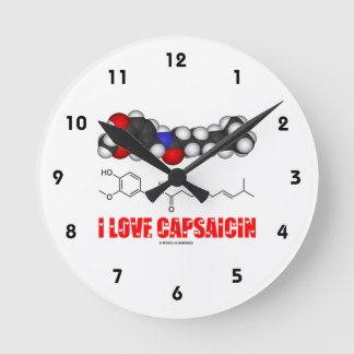 I Love Capsaicin (Chemical Molecule) Round Clock