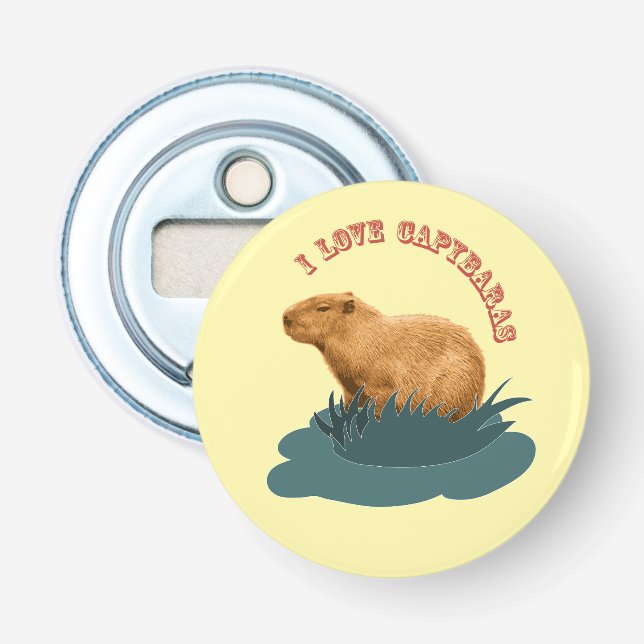 I Love Capybaras Cute Capybara Lover Bottle Opener (Front)