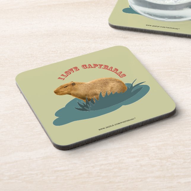 I Love Capybaras Cute Capybara Lover Coaster (Left Side)