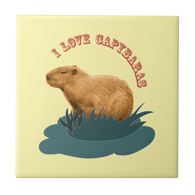 I Love Capybaras Cute Capybara Lover Tile (Front)