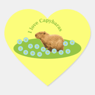 I love Capybaras Heart Sticker