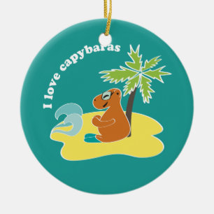 I Love Capybaras Tropical Beach Art Ceramic Tree Decoration