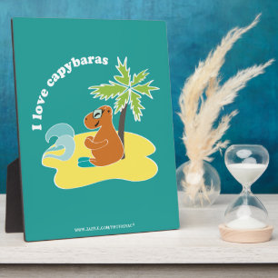 I Love Capybaras Tropical Beach Art Plaque
