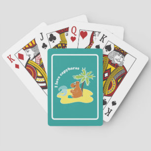 I Love Capybaras Tropical Beach Art Playing Cards