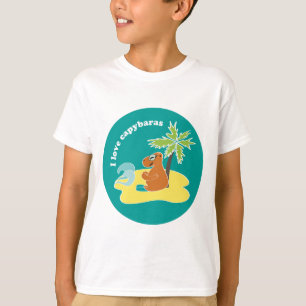I Love Capybaras Tropical Beach Art T-Shirt