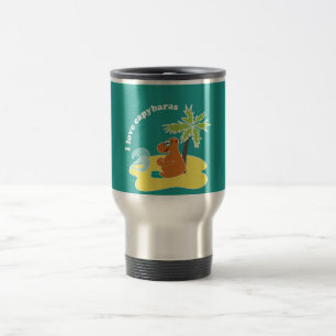 I Love Capybaras Tropical Beach Art Travel Mug