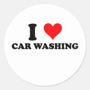 I Love Car Washing Classic Round Sticker