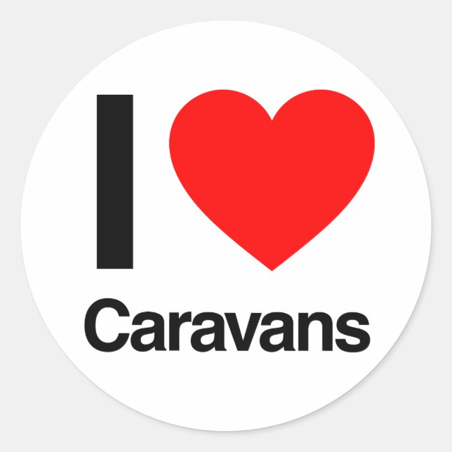 i love caravans classic round sticker (Front)