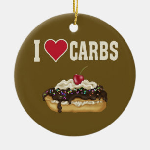 I Love Carbs Ceramic Tree Decoration