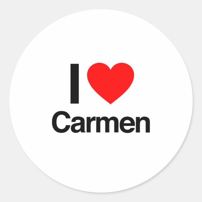 i love carmen classic round sticker (Front)