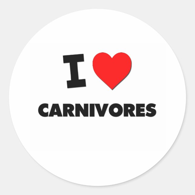 I love Carnivores Classic Round Sticker (Front)