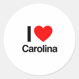 i love carolina classic round sticker