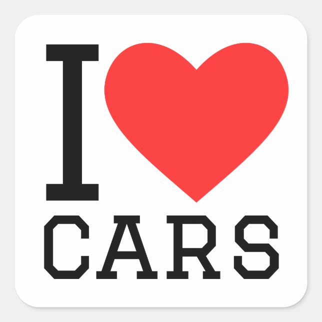 I love cars square sticker (Front)