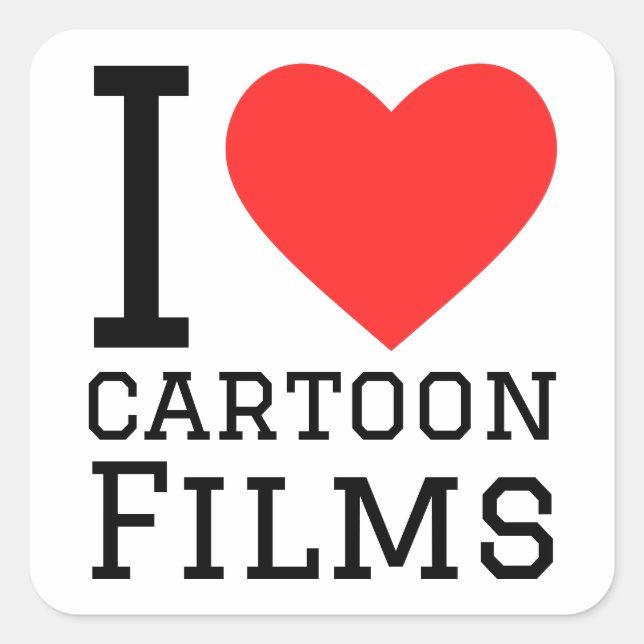 I love cartoon films square sticker (Front)
