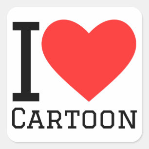 I love cartoon square sticker