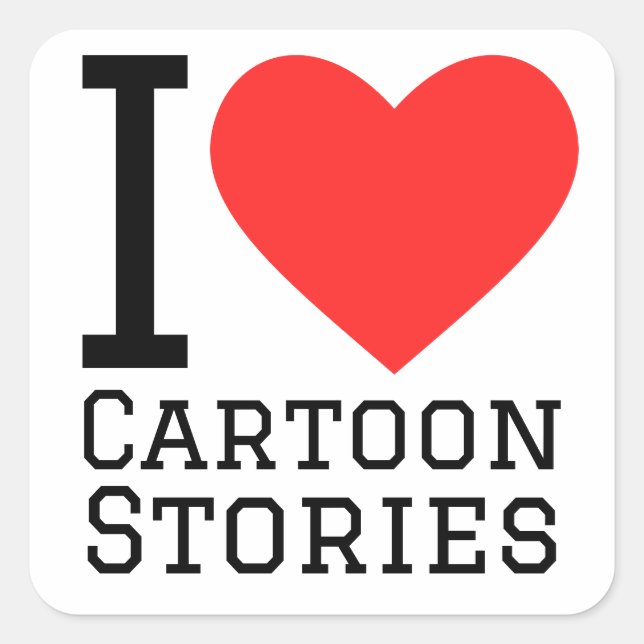 I love cartoon stories square sticker (Front)