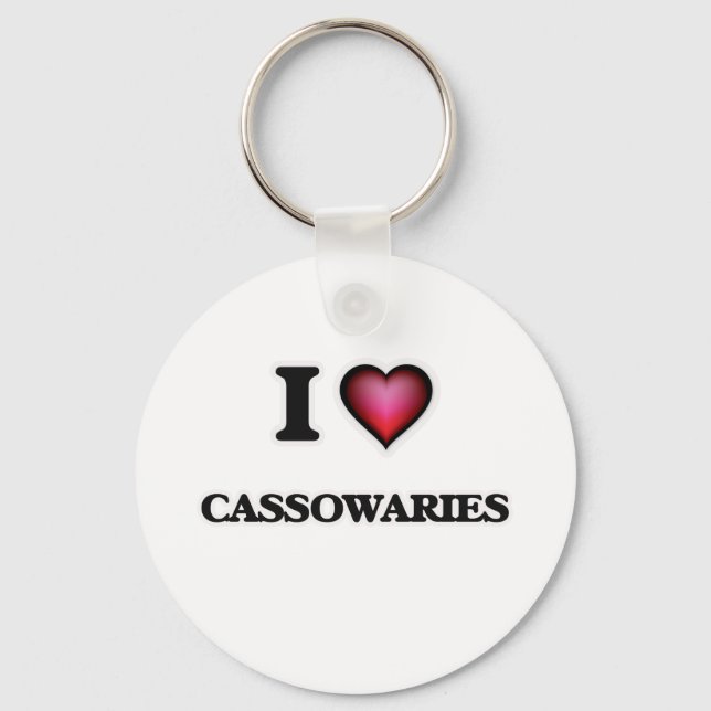 I Love Cassowaries Key Ring (Front)